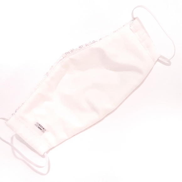 Face mask cream iridescent sequins, w/ wire. NWOT - Picture 3 of 3